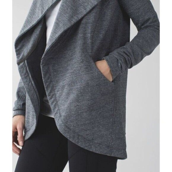 Lululemon Size 6 That's A Wrap Jacket Heathered Slub Coal Stretch French Terry - Picture 9 of 16